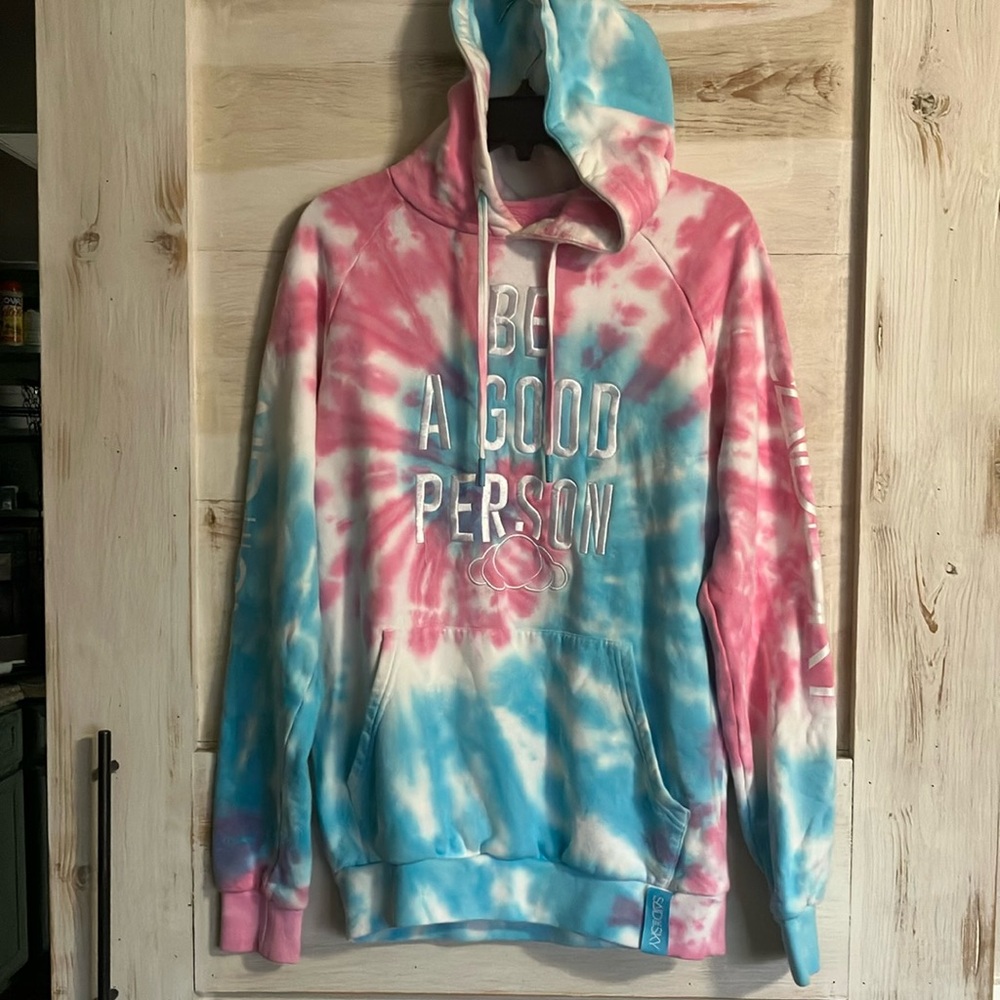 Said the sky “be a good person” tie dye hoodie Size small EUC